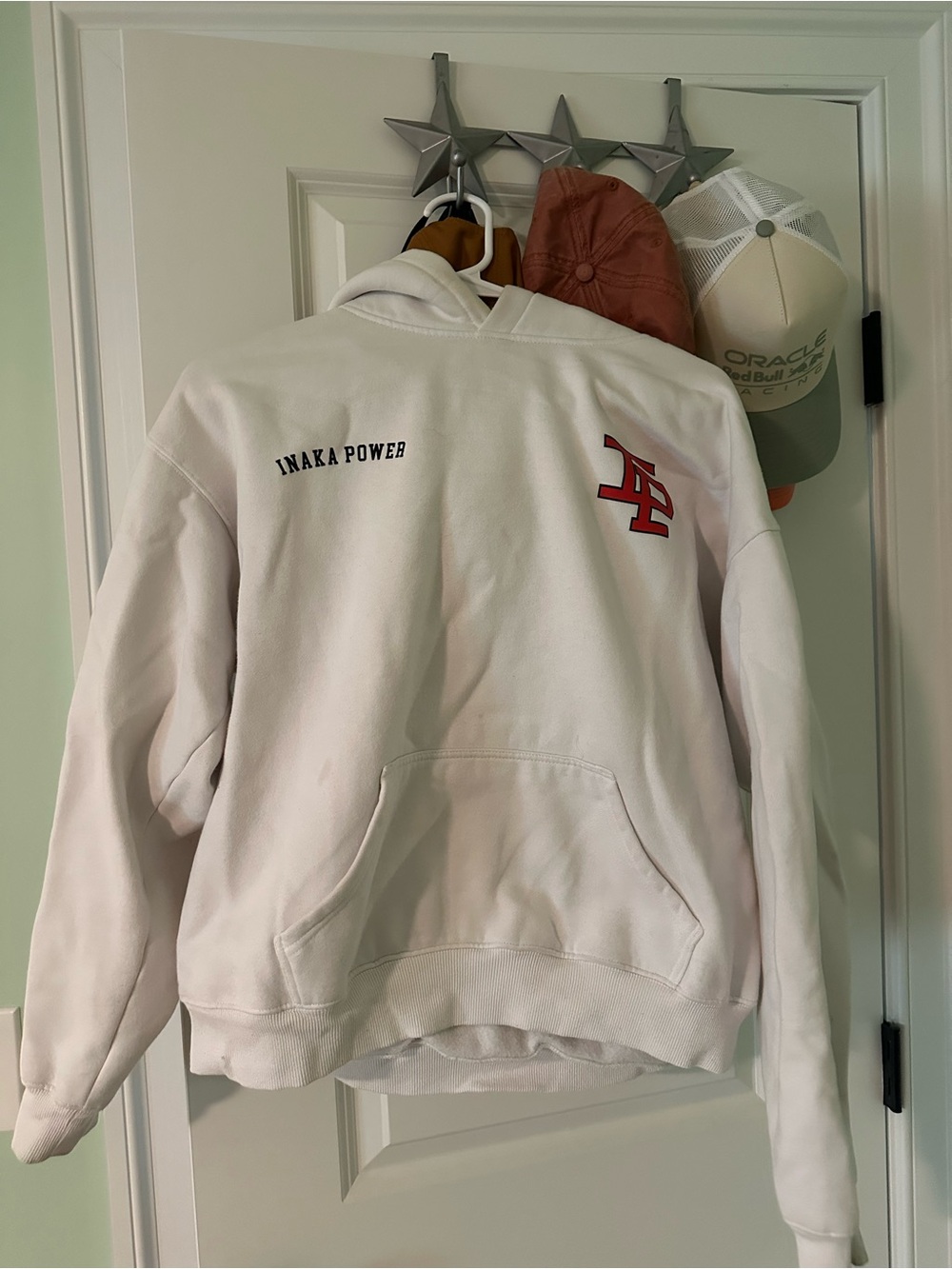 Inaka Power White Hoodie with Red Logo